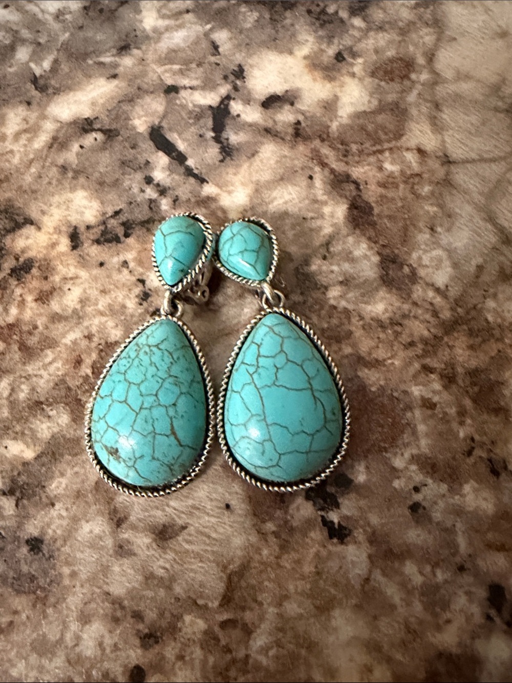 Turquoise Teardrop Dangle Earrings - Women Jewelry
